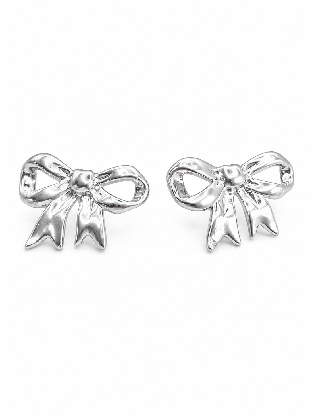 Silver Lazy Bow Earring
